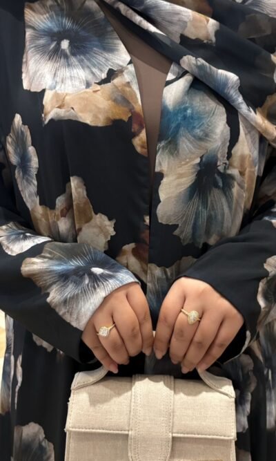Black Flowers Abaya